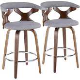 Gardenia Counter Stool in Walnut & Light Grey Fabric (Set of 2)